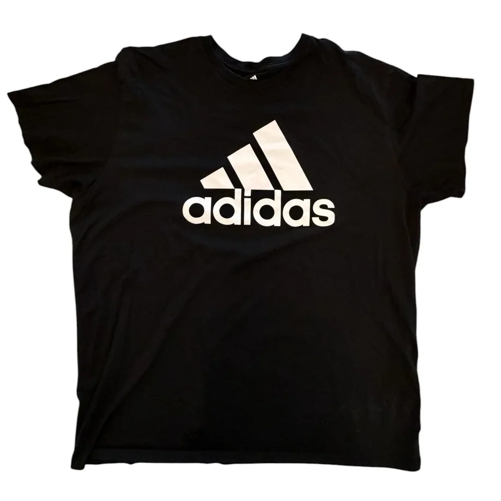 Adidas Golf Shirt Mens 3XL Black Short Sleeve Big Logo Graphic Cotton T-Shirt